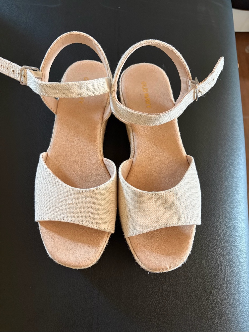 Old Navy Natural Beige Open-Toe Ankle Strap Sandals